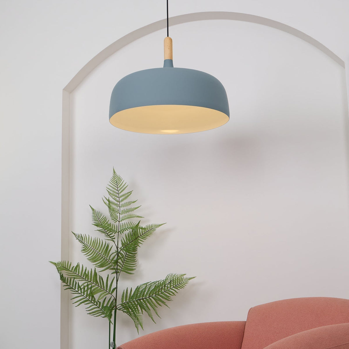 Sylivenne lampada a sospensione con paralume bianco in legno
