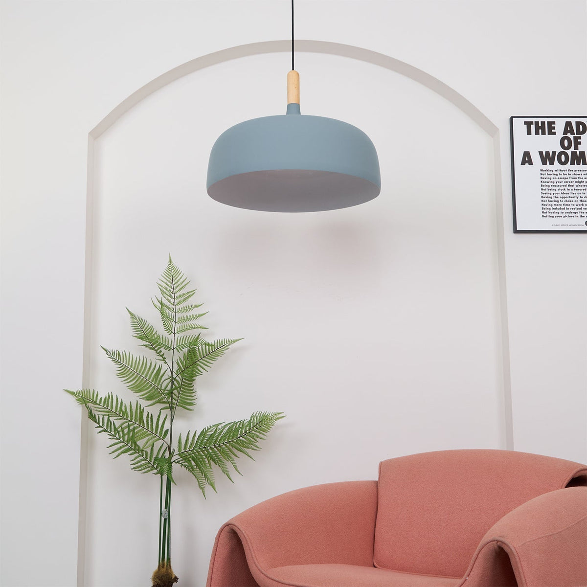 Sylivenne lampada a sospensione con paralume bianco in legno