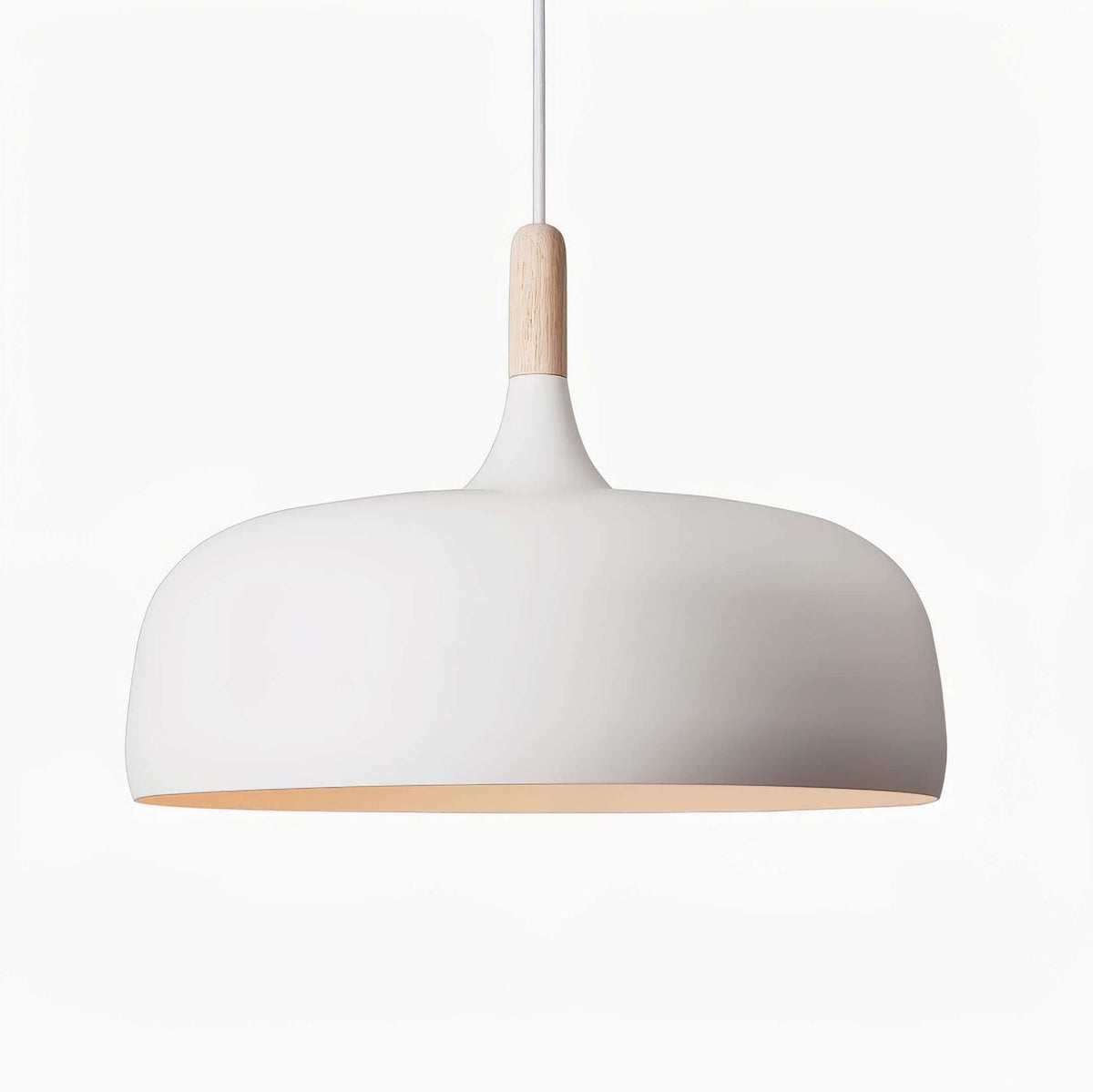 Sylivenne lampada a sospensione con paralume bianco in legno