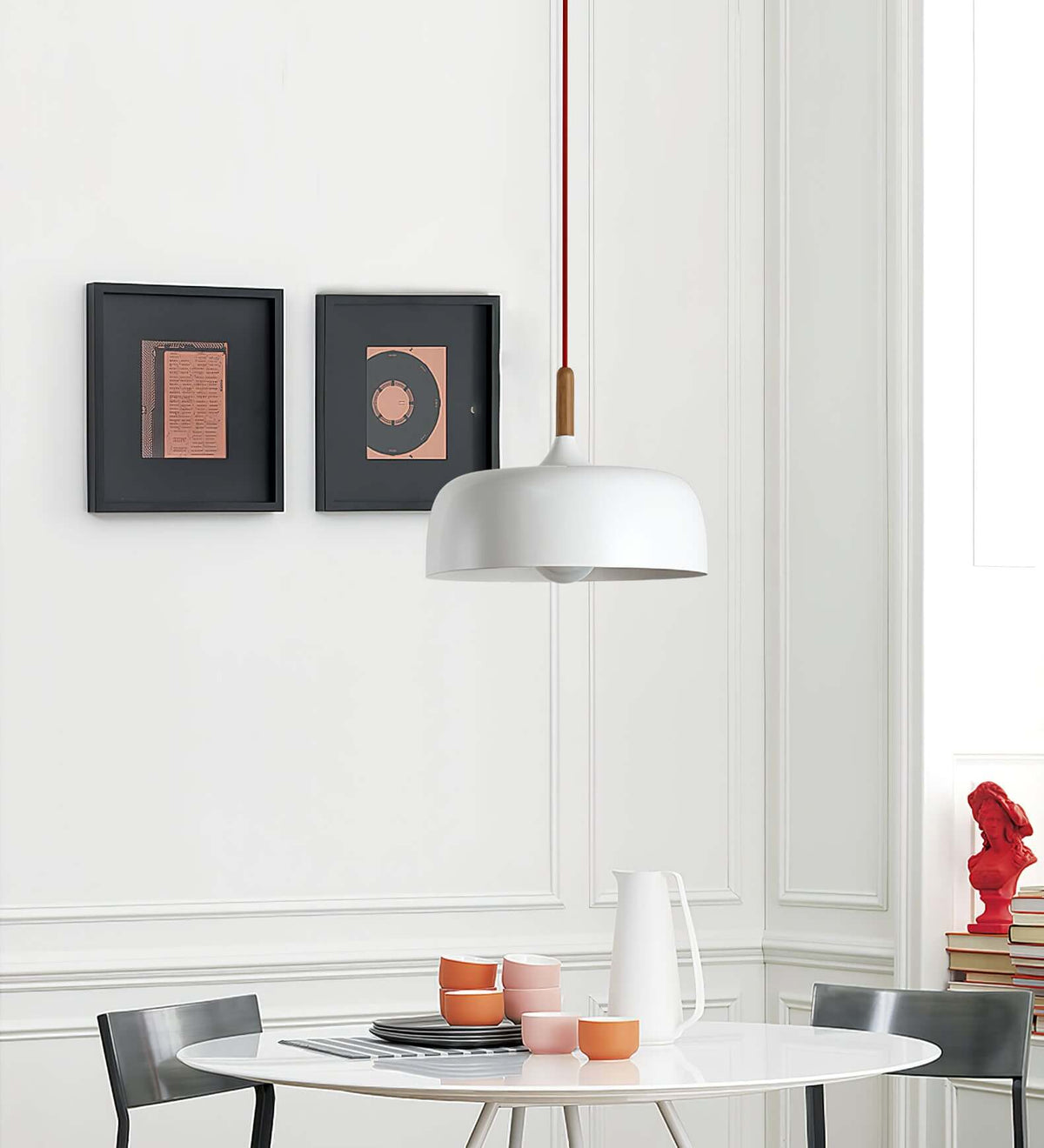 Sylivenne lampada a sospensione con paralume bianco in legno