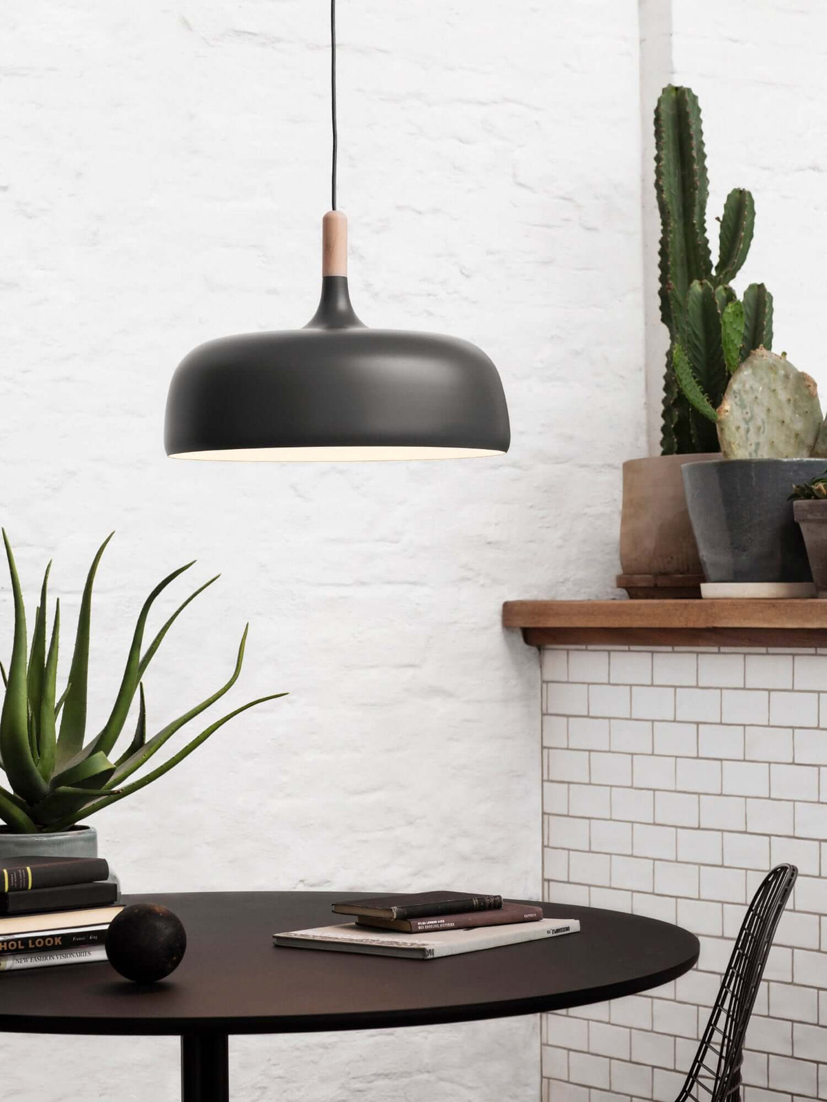 Sylivenne lampada a sospensione con paralume bianco in legno