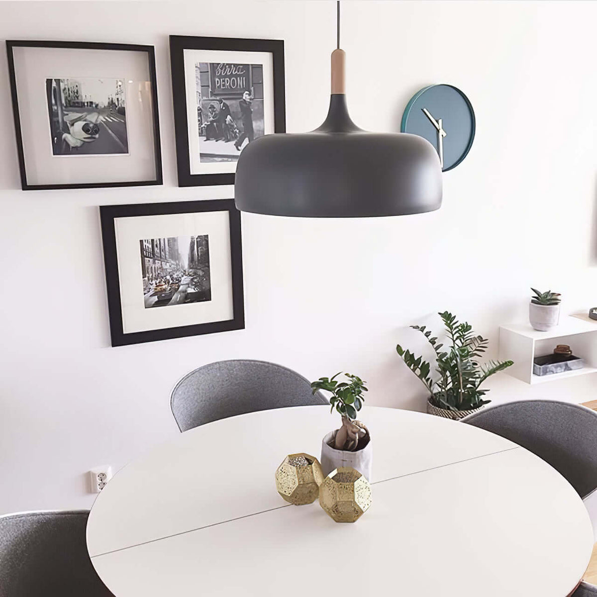 Sylivenne lampada a sospensione con paralume bianco in legno