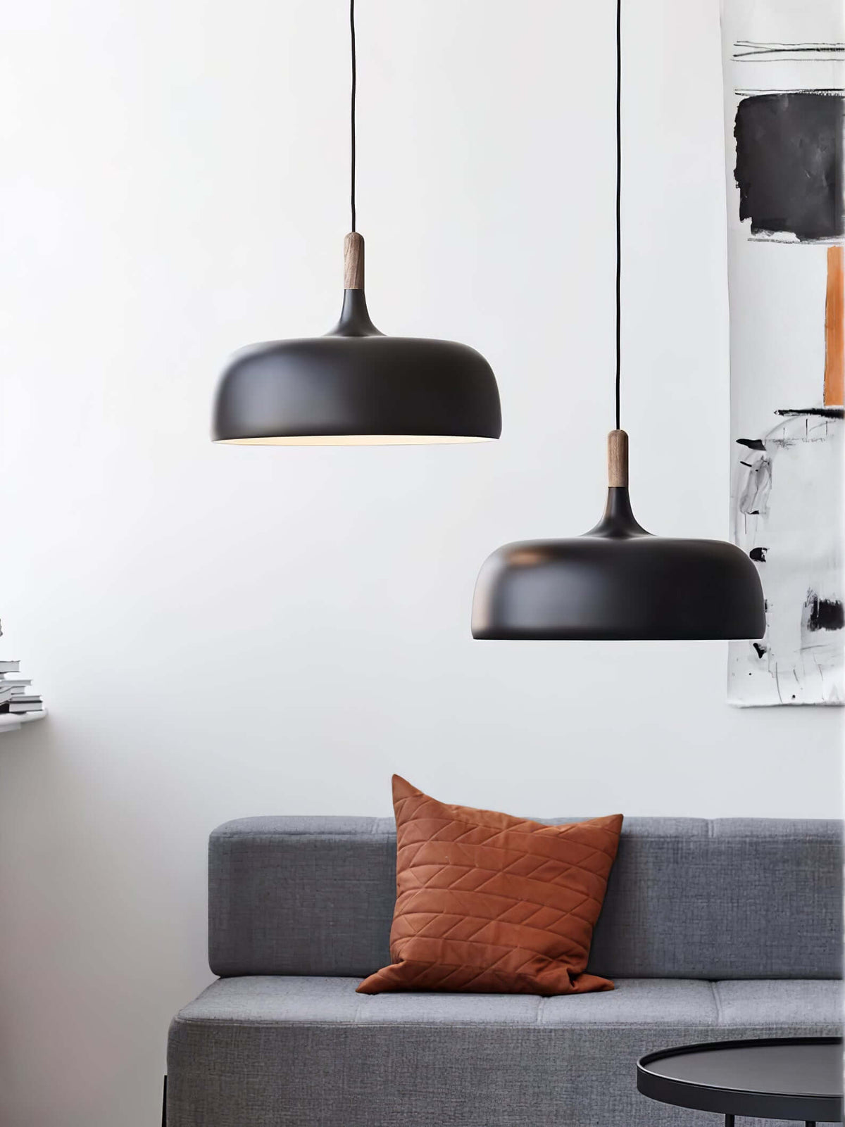 Sylivenne lampada a sospensione con paralume bianco in legno