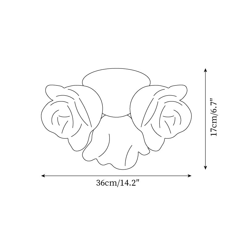 Lampada da soffitto con rosone in metallo e paralume a forma di rosa PE, accento artistico floreale