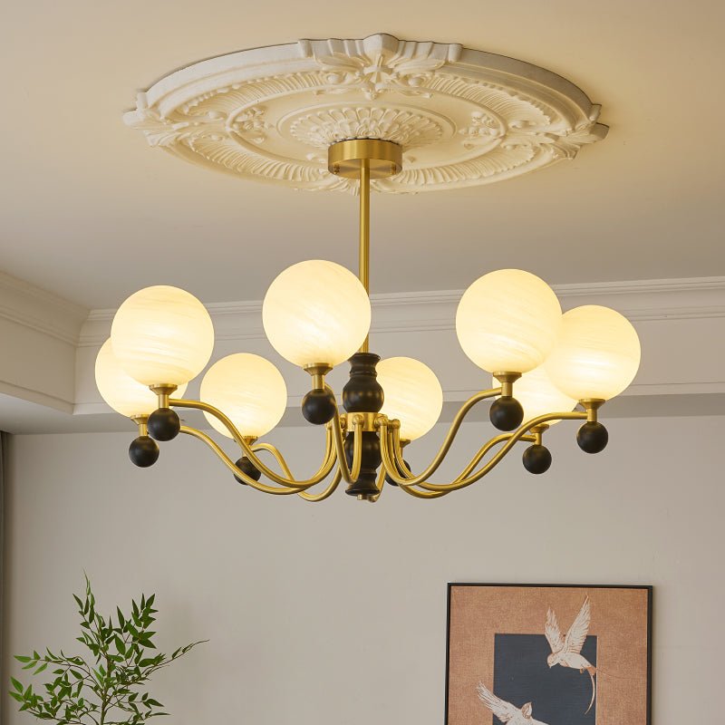 Ershaan lampadario sfera Eleganza vintage in ottone e legno