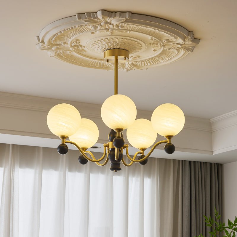 Ershaan lampadario sfera Eleganza vintage in ottone e legno