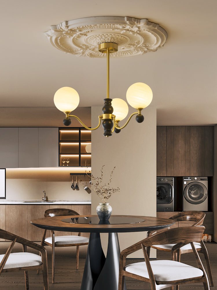 Ershaan lampadario sfera Eleganza vintage in ottone e legno
