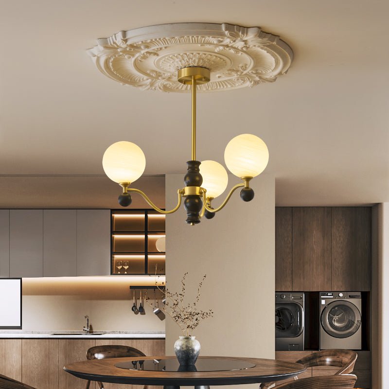Ershaan lampadario sfera Eleganza vintage in ottone e legno