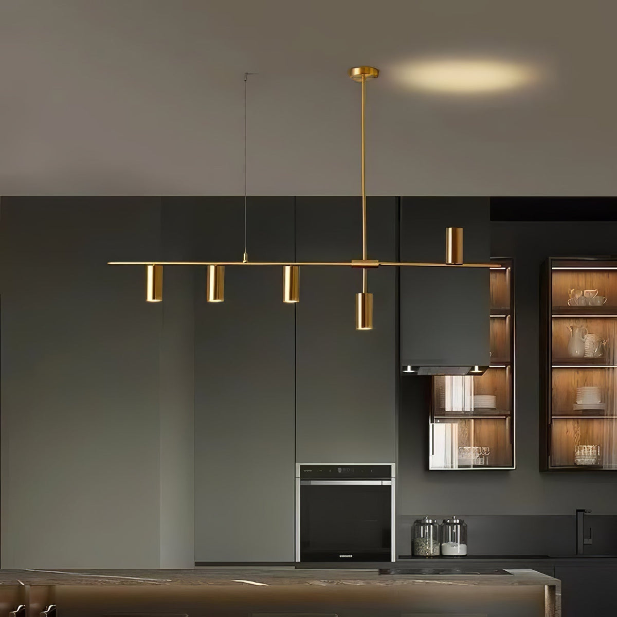 Lustra Lux Lampadario Lineare in Ottone Cassandra Elegante - Relic Pieces
