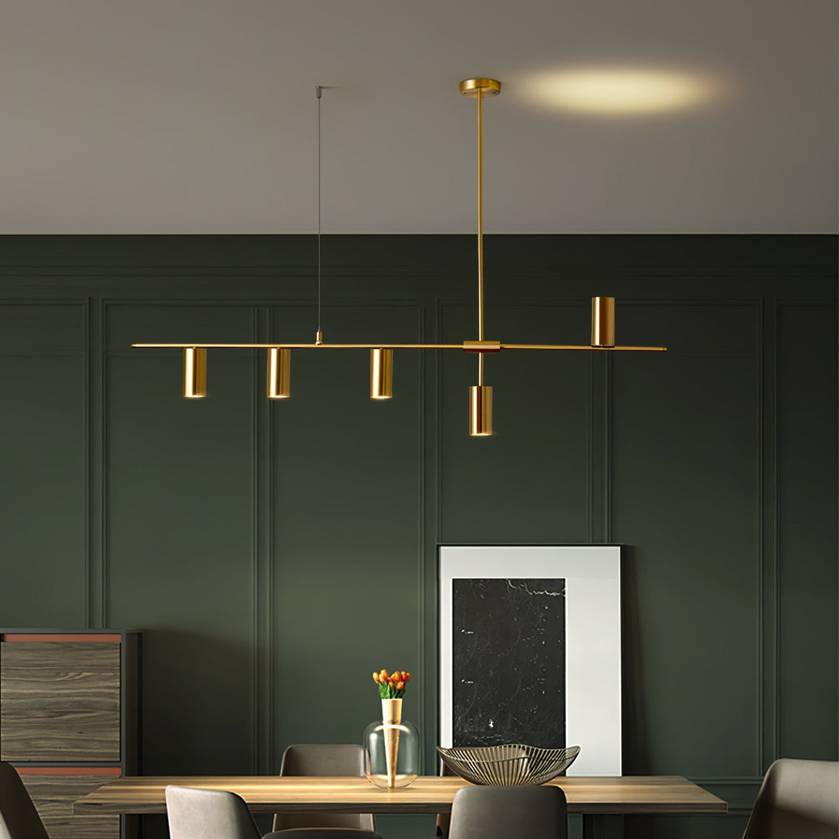 Lustra Lux Lampadario Lineare in Ottone Cassandra Elegante - Relic Pieces