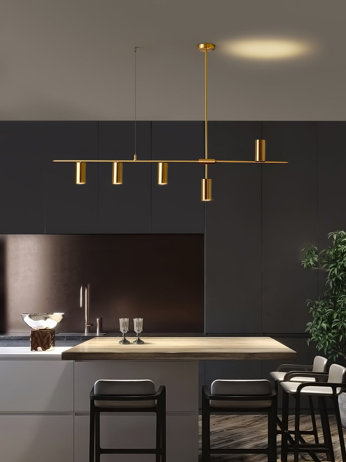 Lustra Lux Lampadario Lineare in Ottone Cassandra Elegante - Relic Pieces