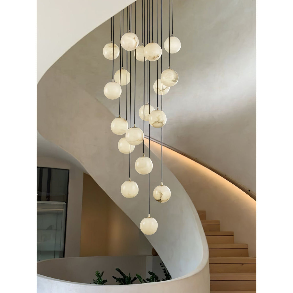 Gloruvye lampadario moderno a grappolo Sferico in alabastro