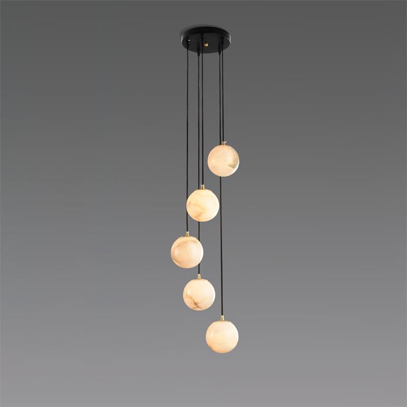 Gloruvye lampadario moderno a grappolo Sferico in alabastro