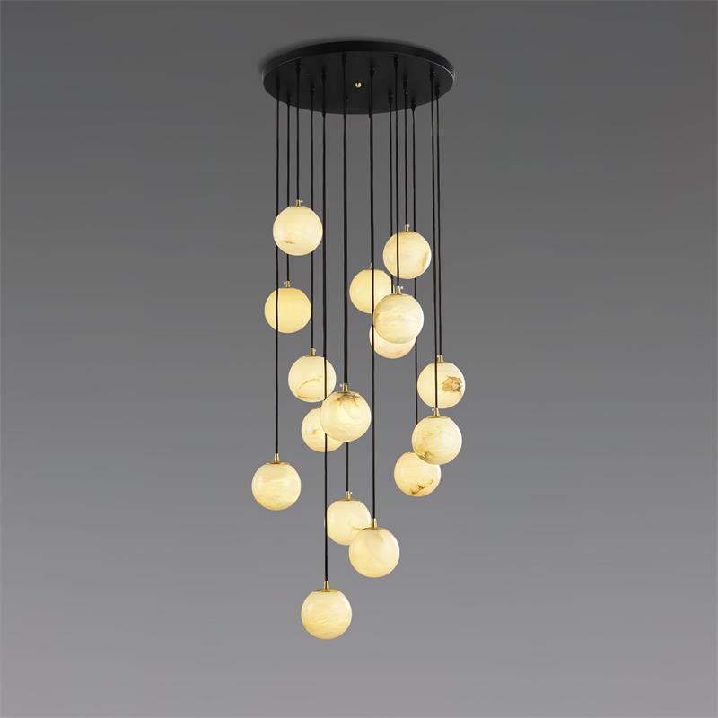 Gloruvye lampadario moderno a grappolo Sferico in alabastro