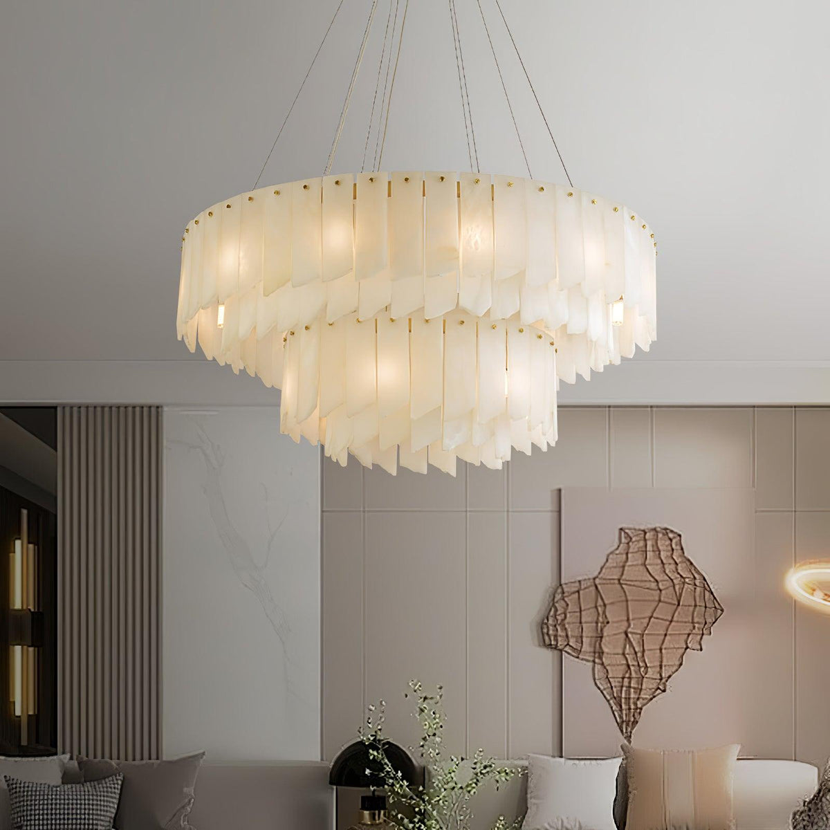 Vevelila lampadario in alabastro