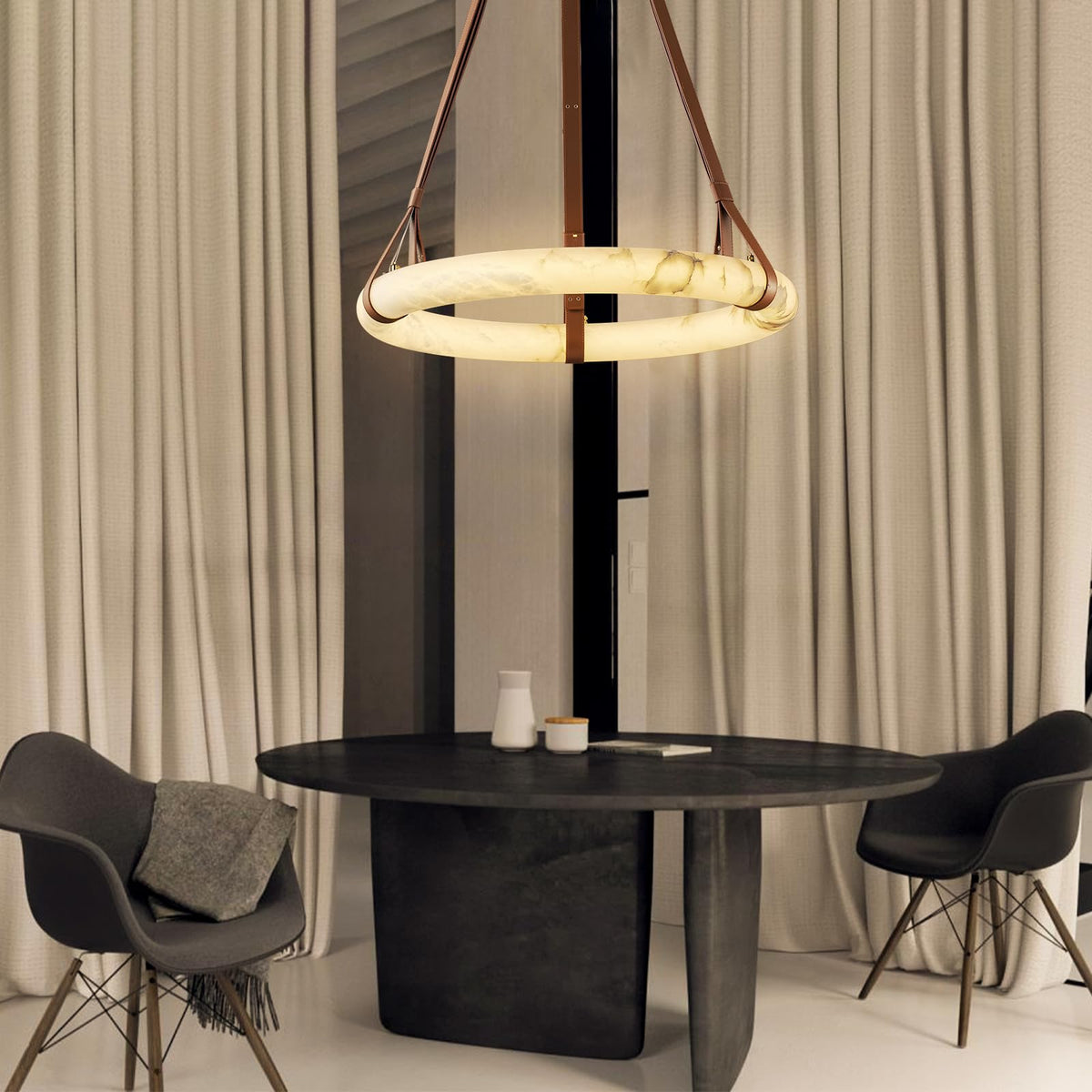 Lixor lampadario alabastro Cinghia in Pelle Versione a