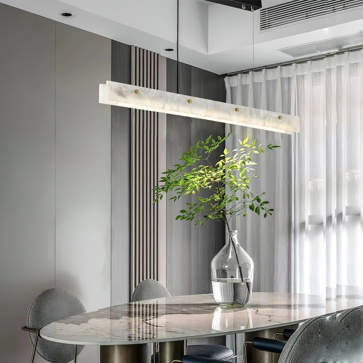 Vexor lampada a sospensione LED moderna lineare in alabastro
