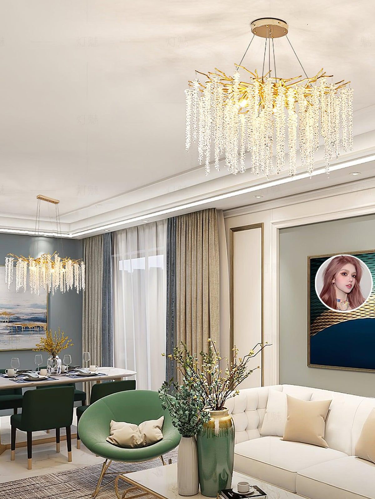 Lustra Lux Lampadario Elegante con Rami di Cristallo Oro - Relic Pieces