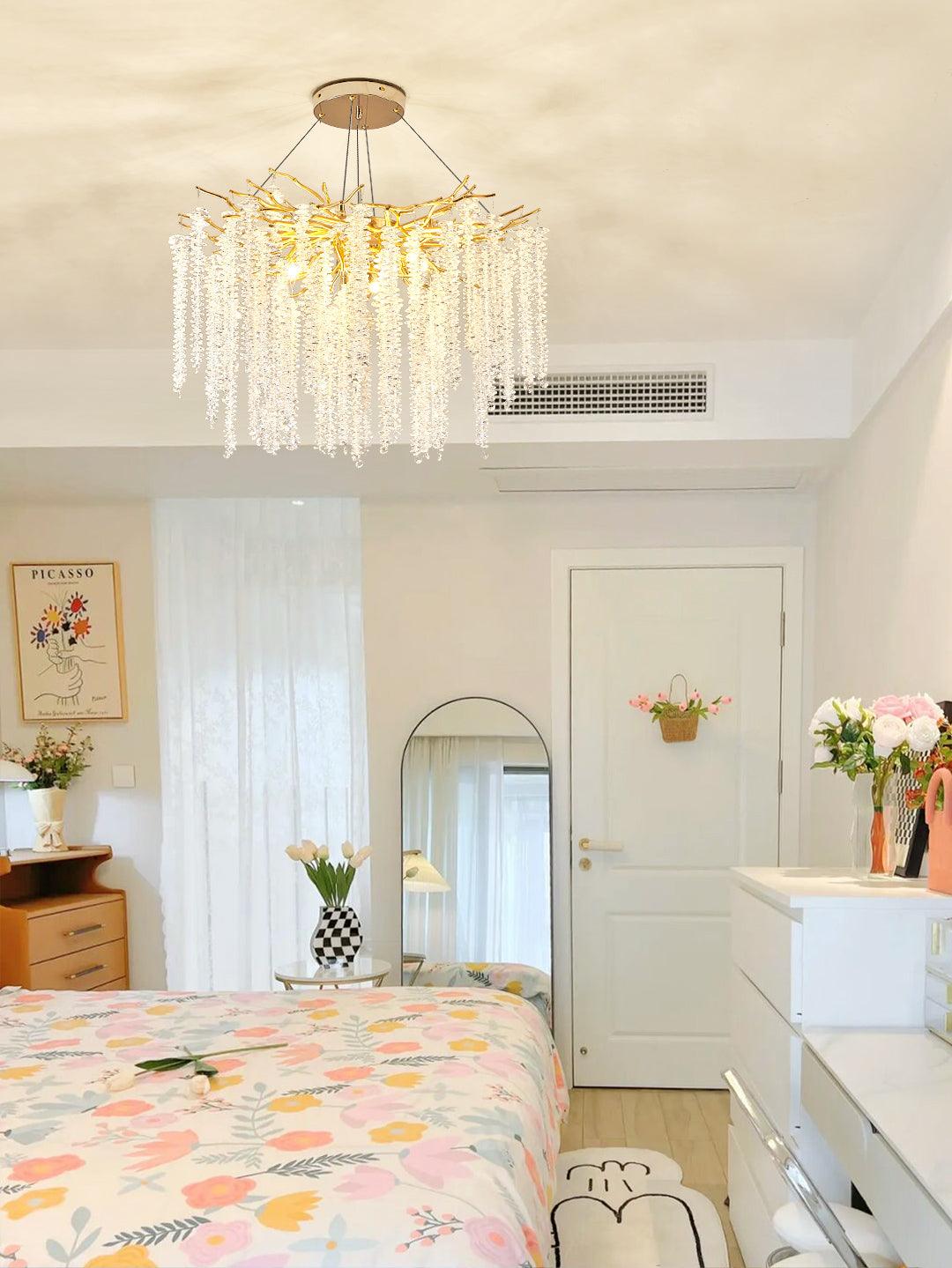 Lustra Lux Lampadario Elegante con Rami di Cristallo Oro - Relic Pieces