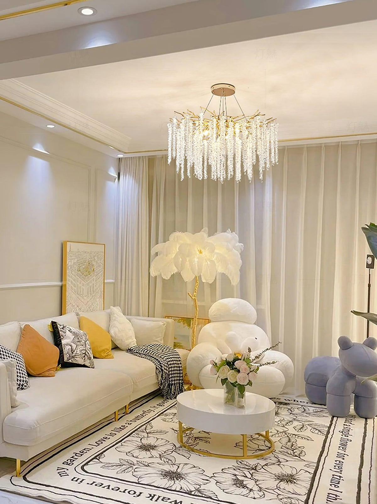Lustra Lux Lampadario Elegante con Rami di Cristallo Oro - Relic Pieces