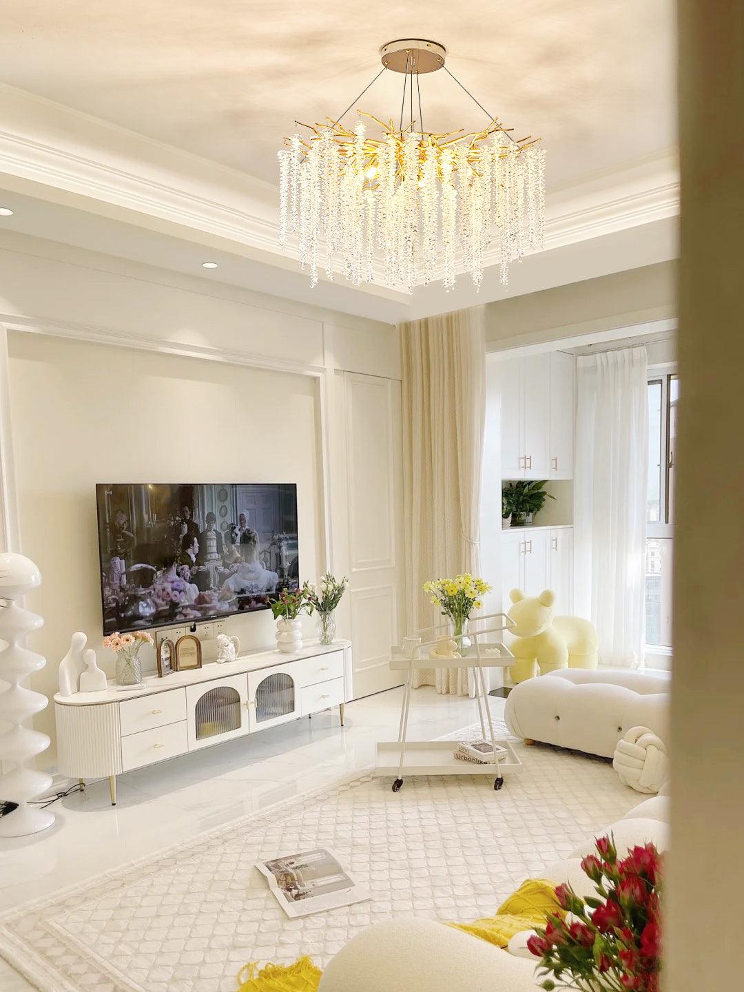 Lustra Lux Lampadario Elegante con Rami di Cristallo Oro - Relic Pieces