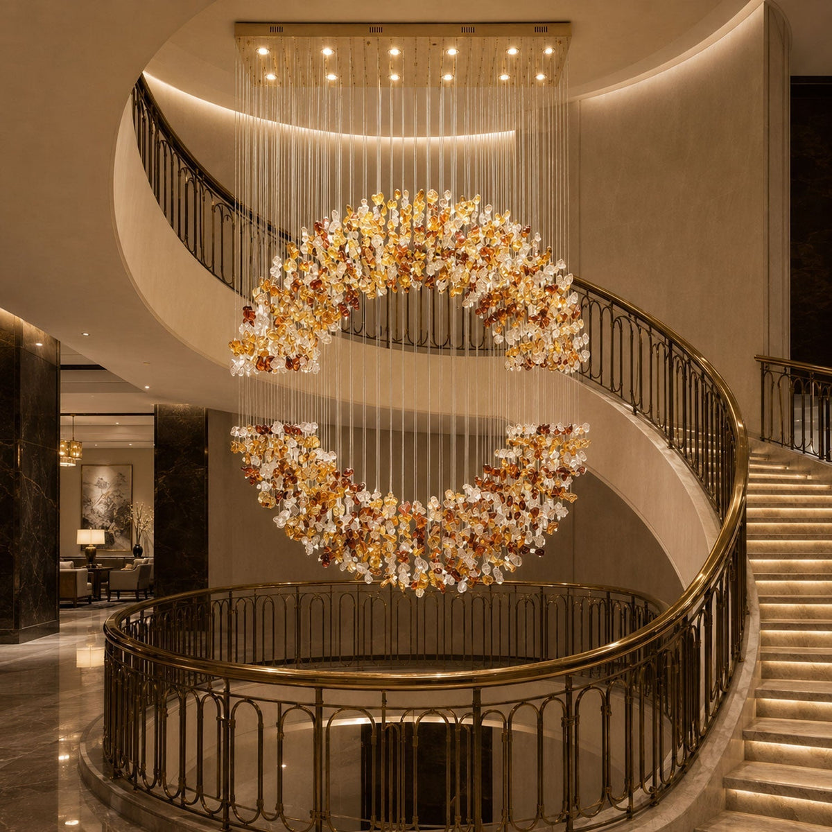Amber Crystal Halo lampadario