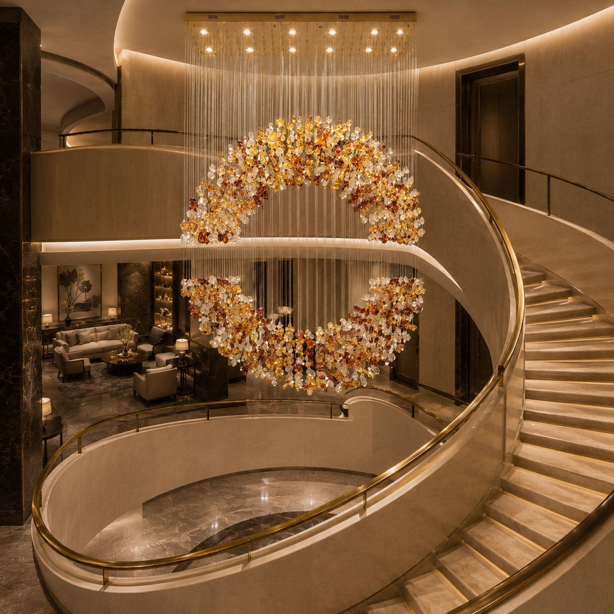Amber Crystal Halo lampadario