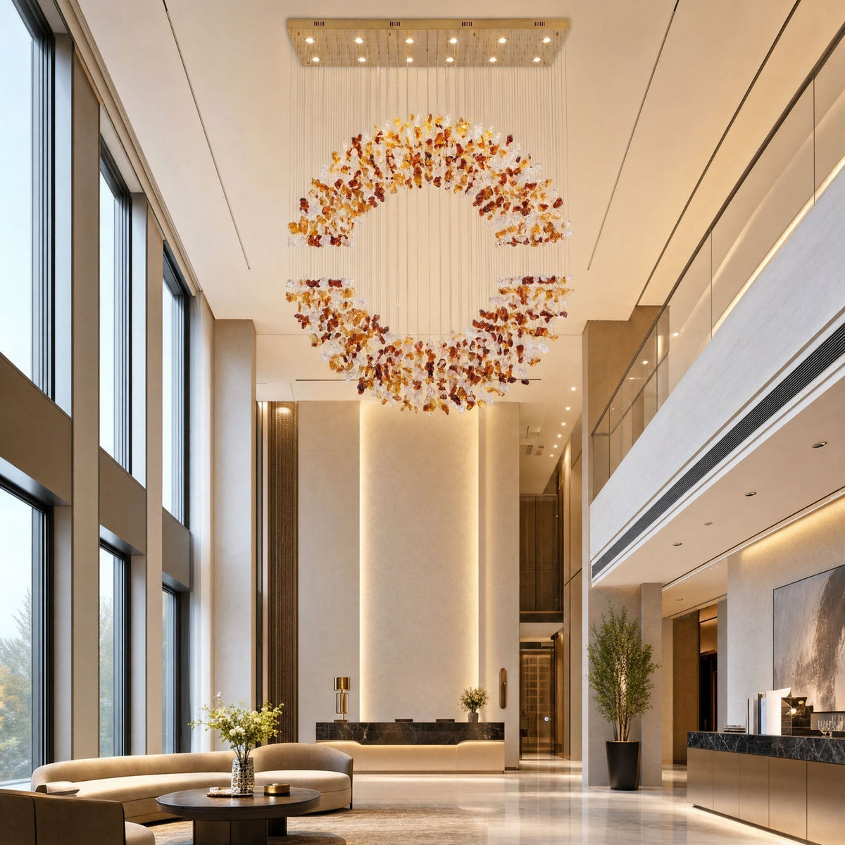 Amber Crystal Halo lampadario