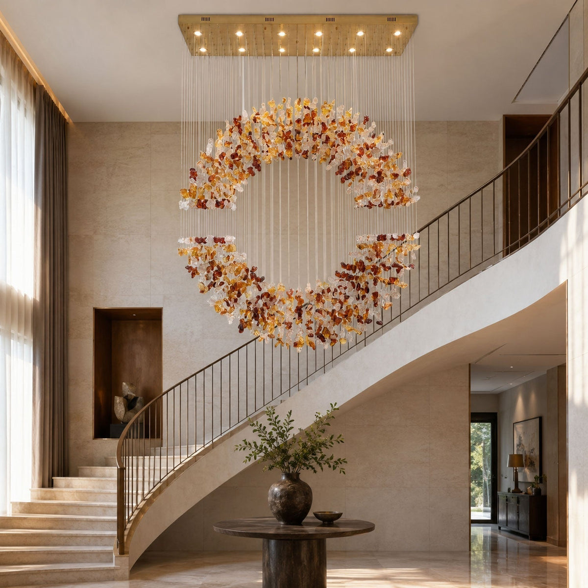 Amber Crystal Halo lampadario