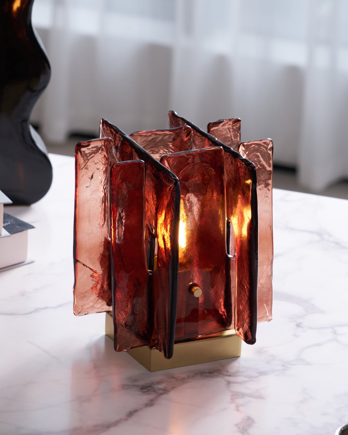 Avlaear lampada da tavolo in vetro artigianale