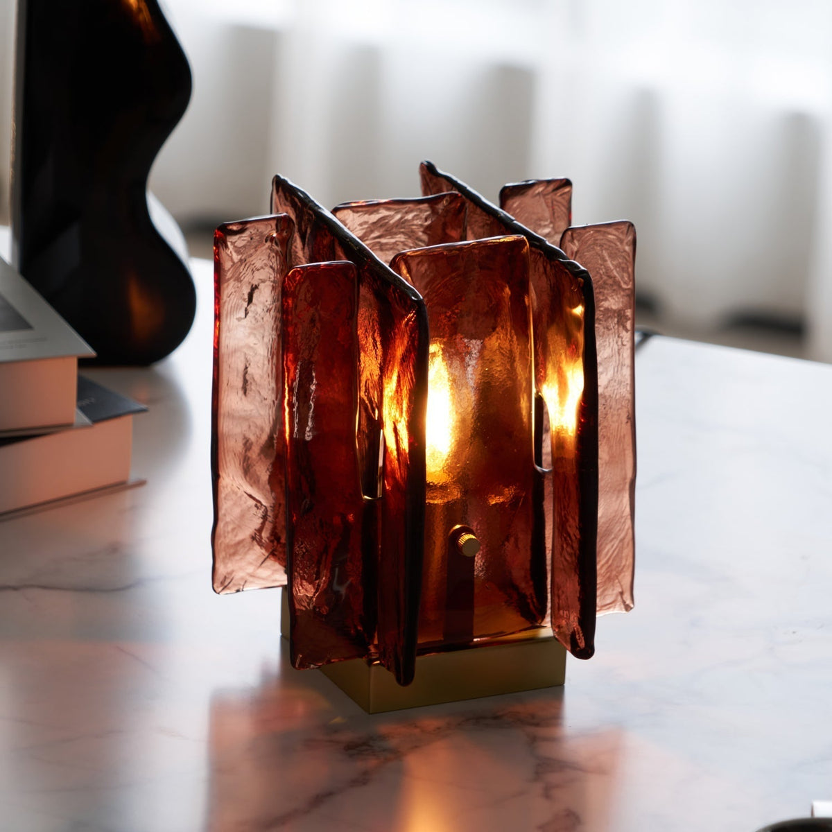 Avlaear lampada da tavolo in vetro artigianale