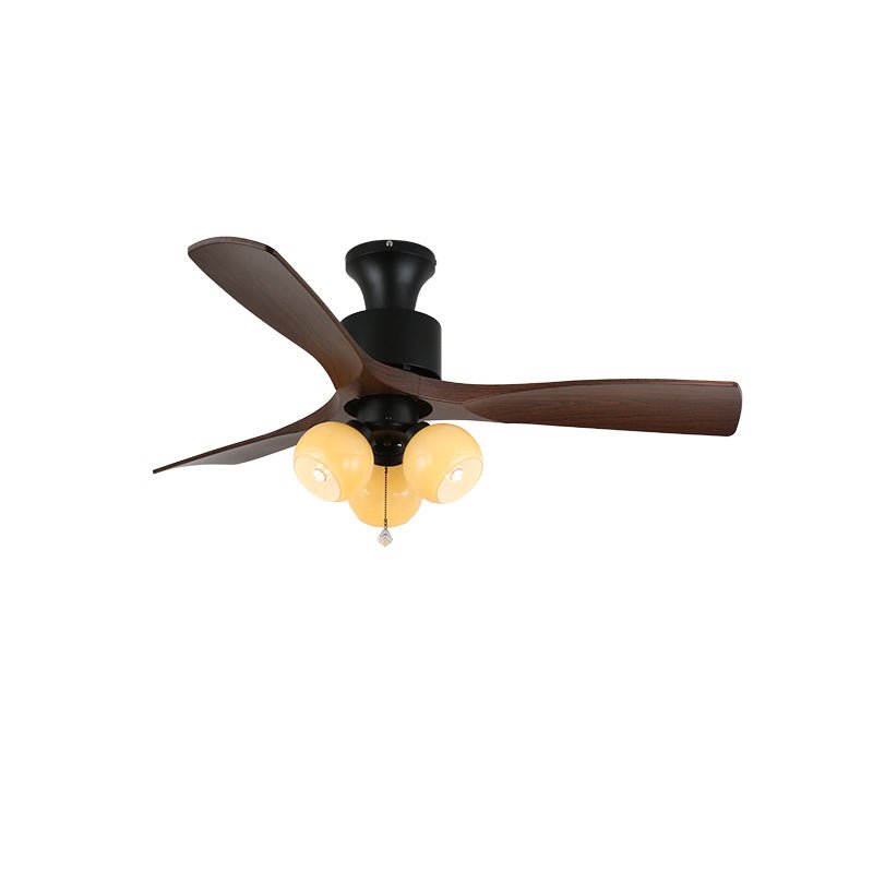 Elvuella Ventilatore da soffitto con luce in vetro e legno vintage