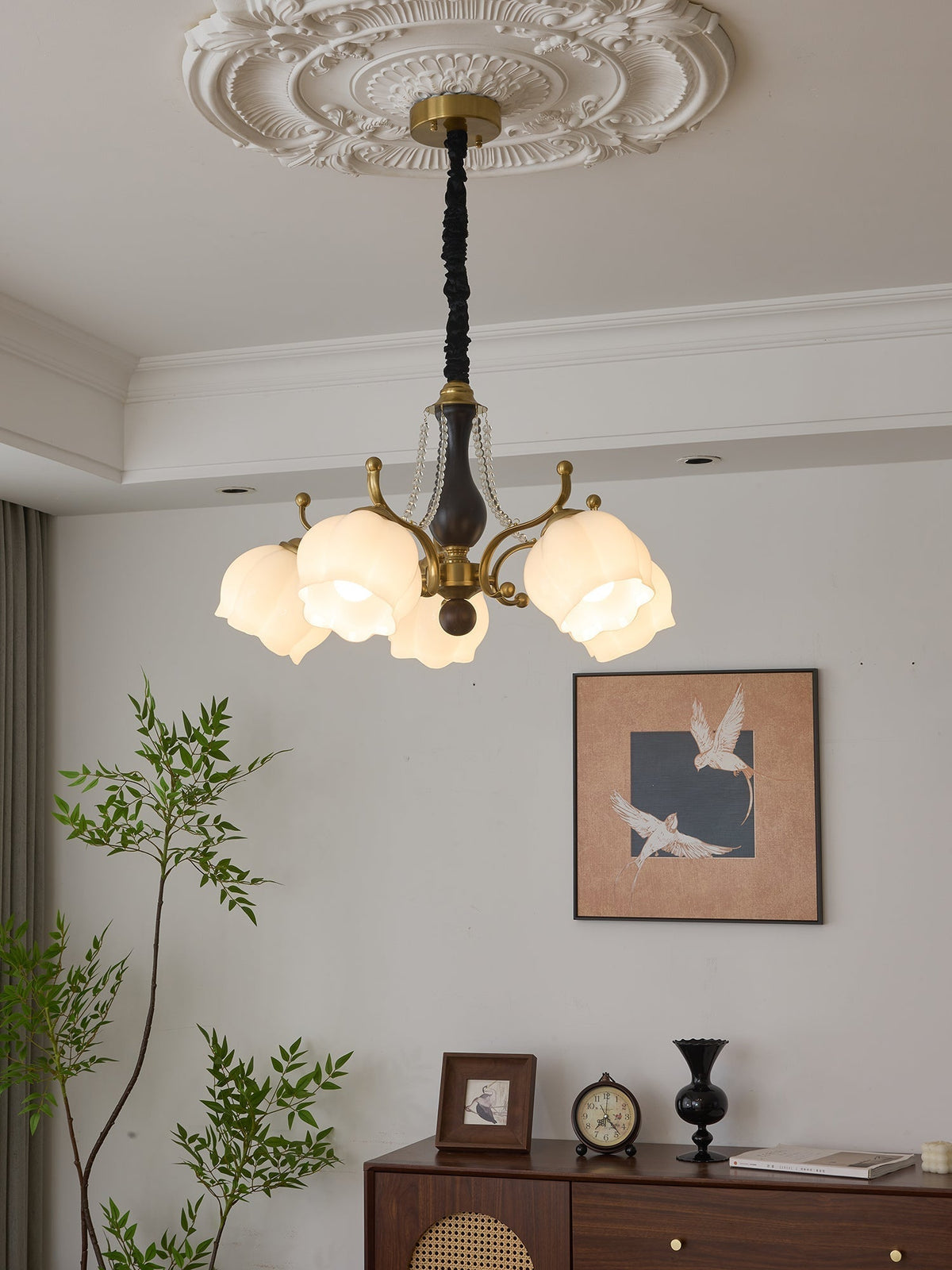Elvorine lampadario legno vetro vintage