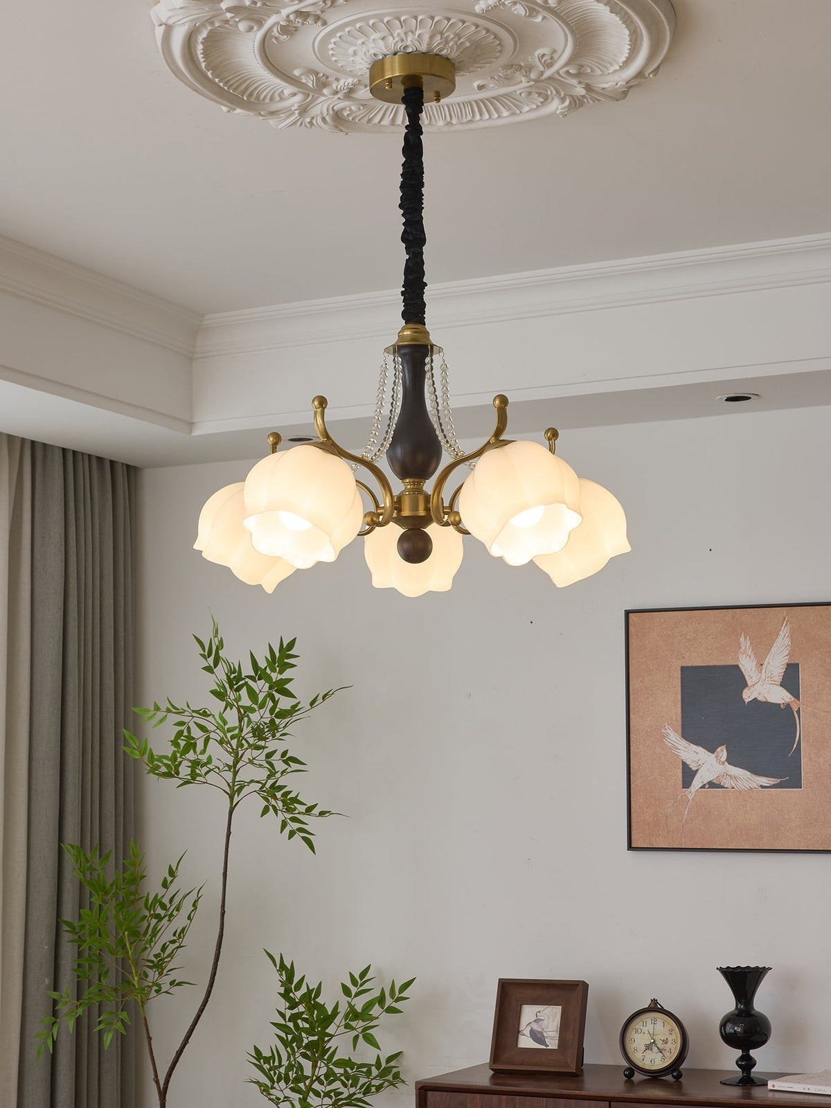 Elvorine lampadario legno vetro vintage