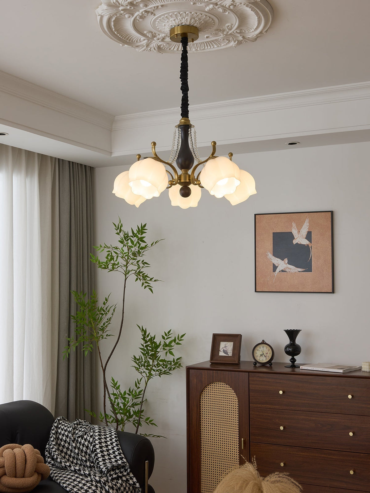Elvorine lampadario legno vetro vintage