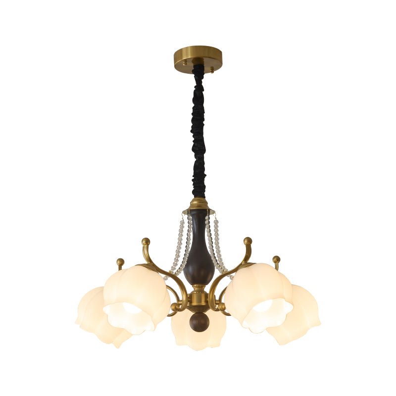 Elvorine lampadario legno vetro vintage