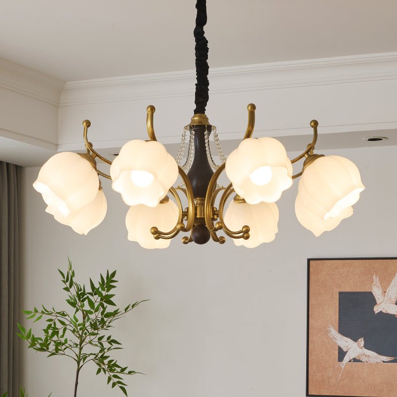 Elvorine lampadario legno vetro vintage