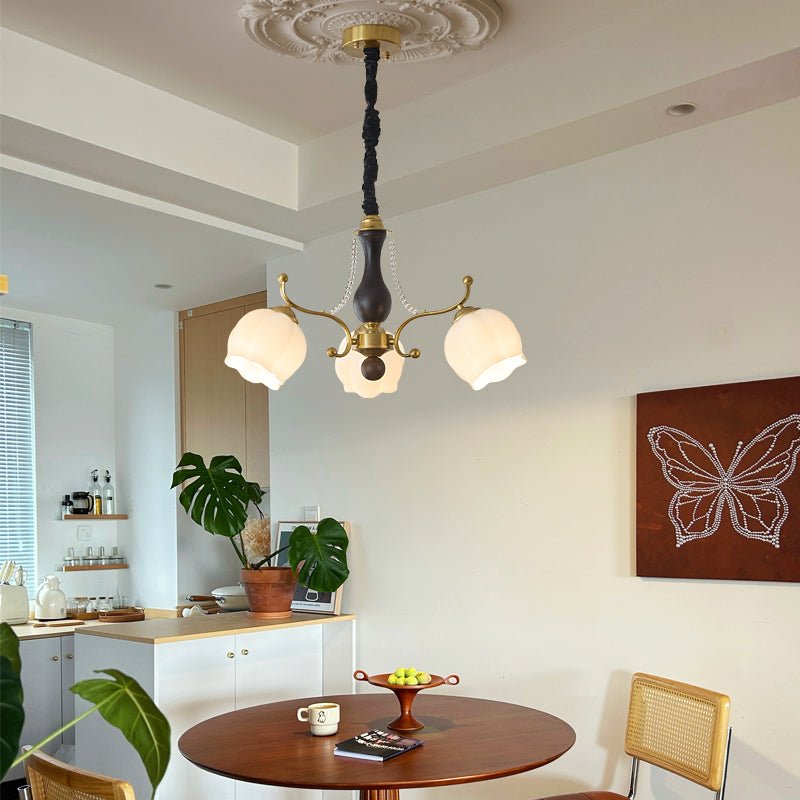 Elvorine lampadario legno vetro vintage