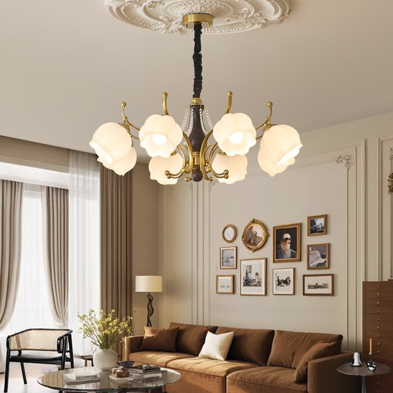 Elvorine lampadario legno vetro vintage