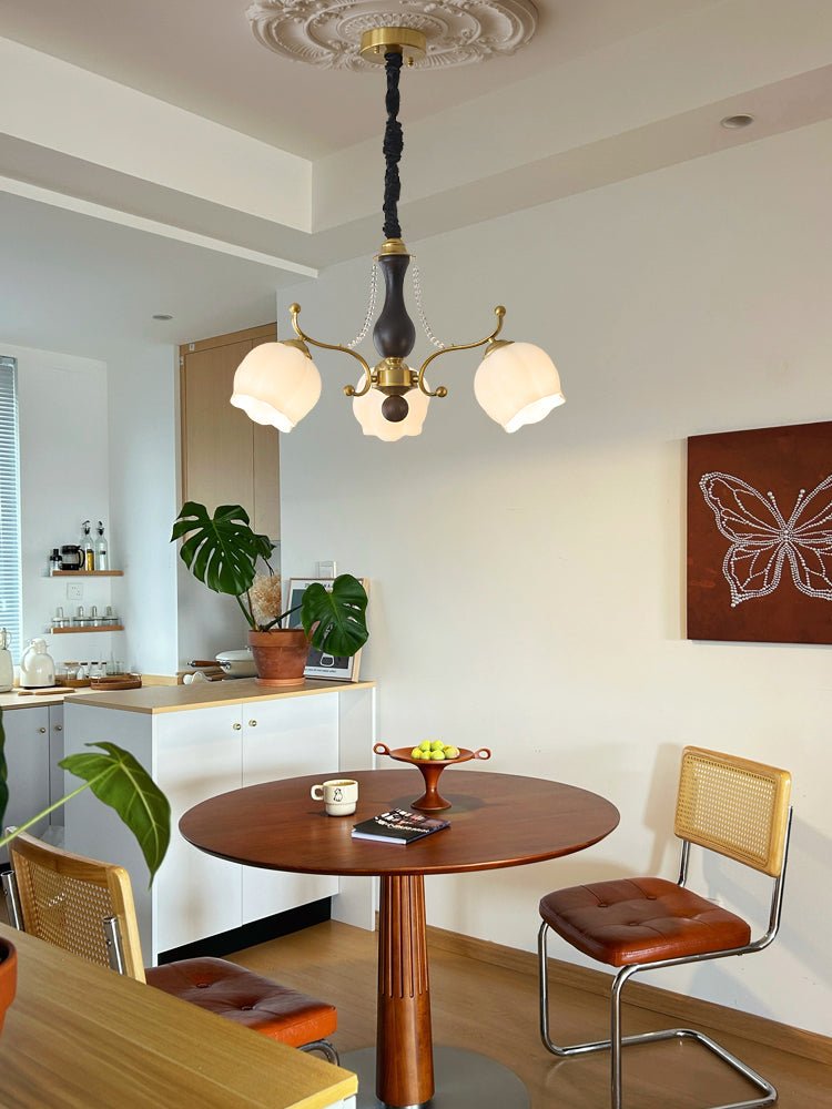 Elvorine lampadario legno vetro vintage