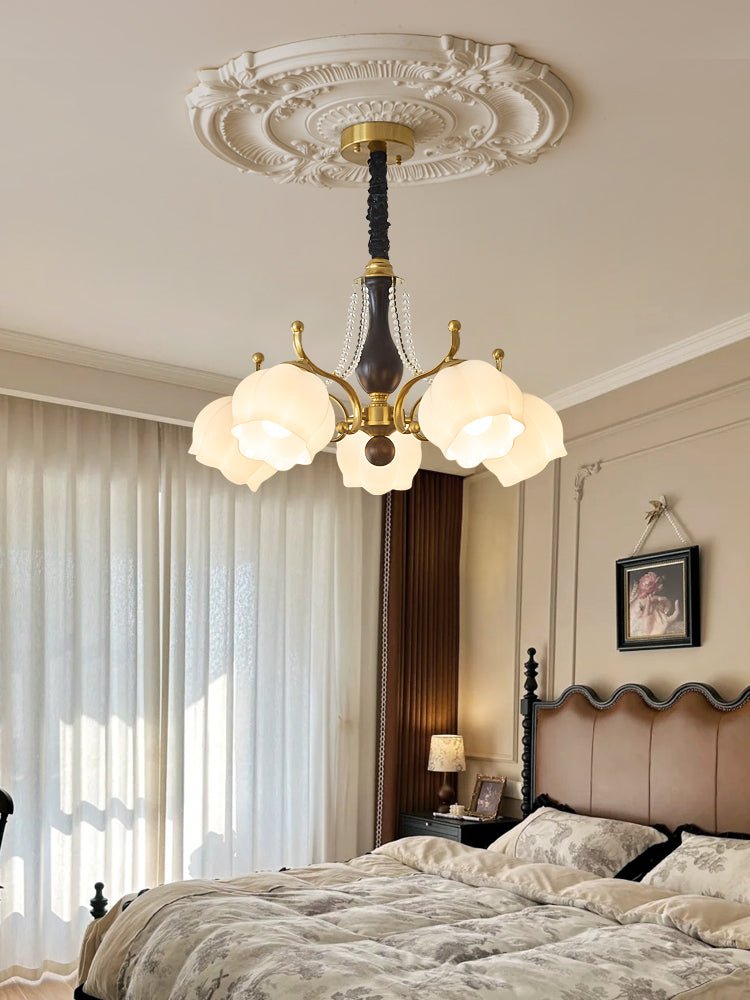 Elvorine lampadario legno vetro vintage