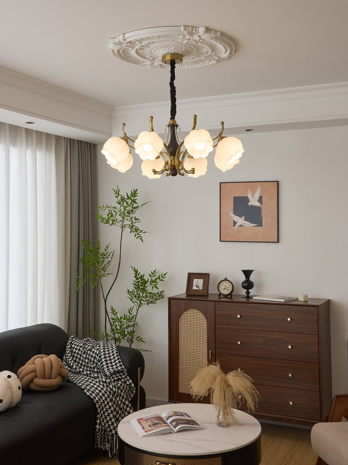 Elvorine lampadario legno vetro vintage