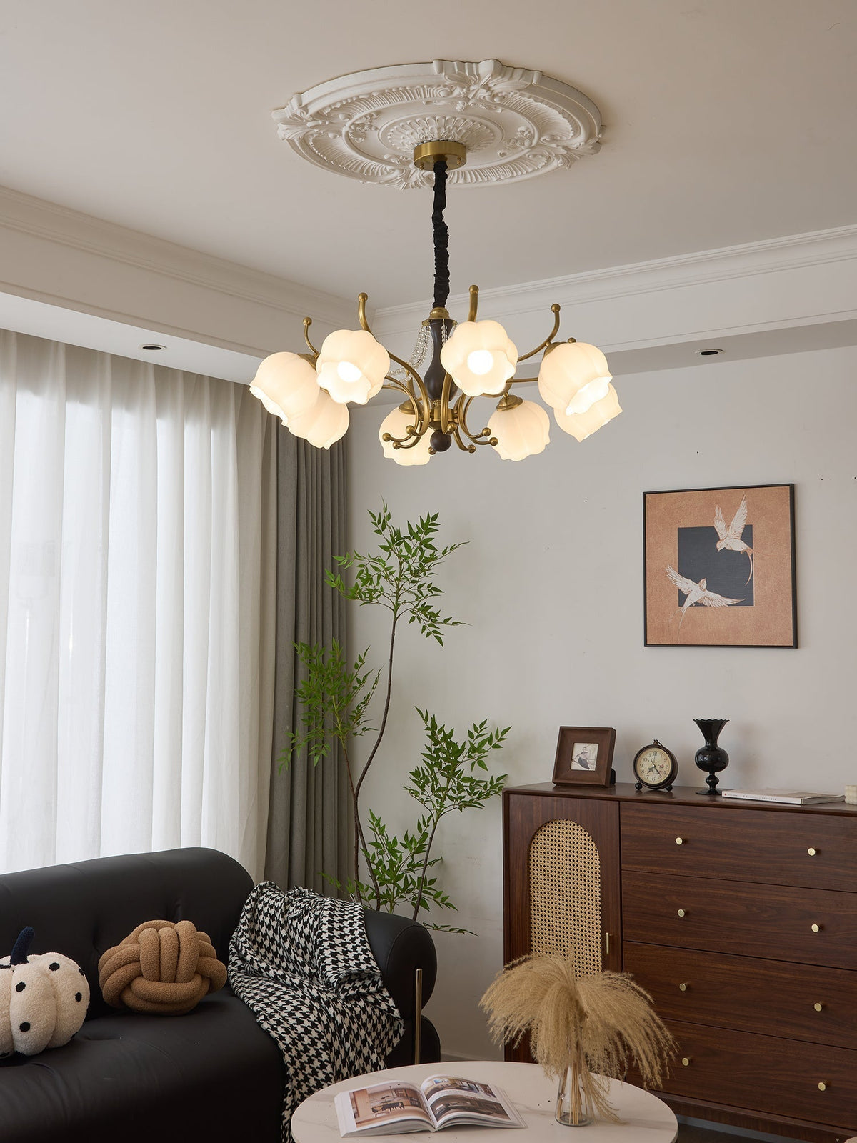Elvorine lampadario legno vetro vintage