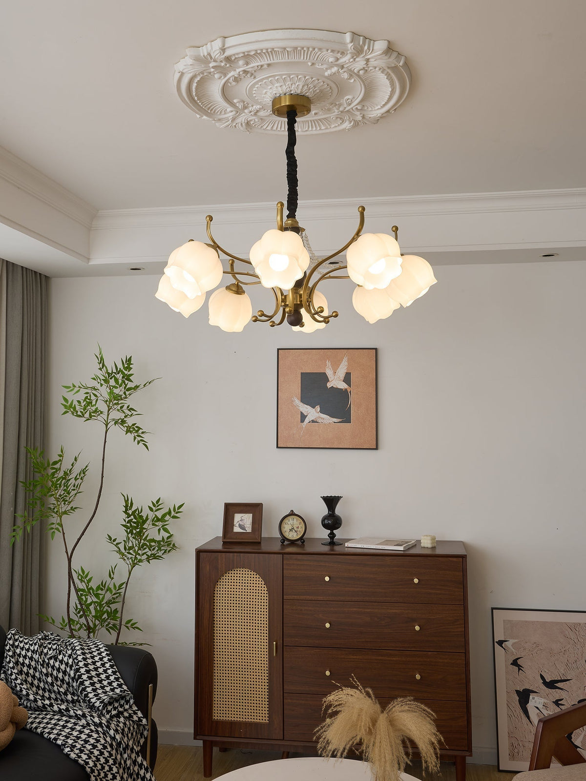 Elvorine lampadario legno vetro vintage