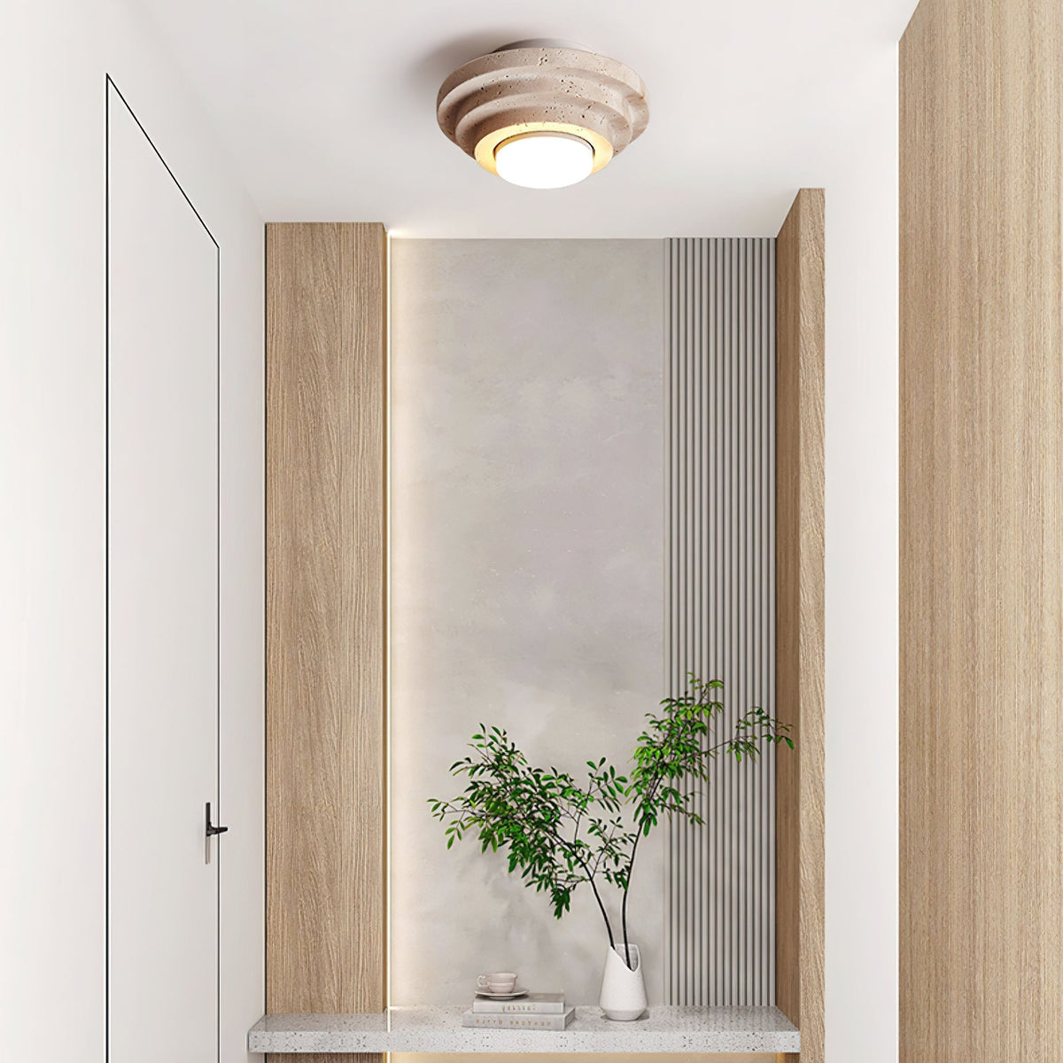 Zadoraris lampada da soffitto a strati in travertino