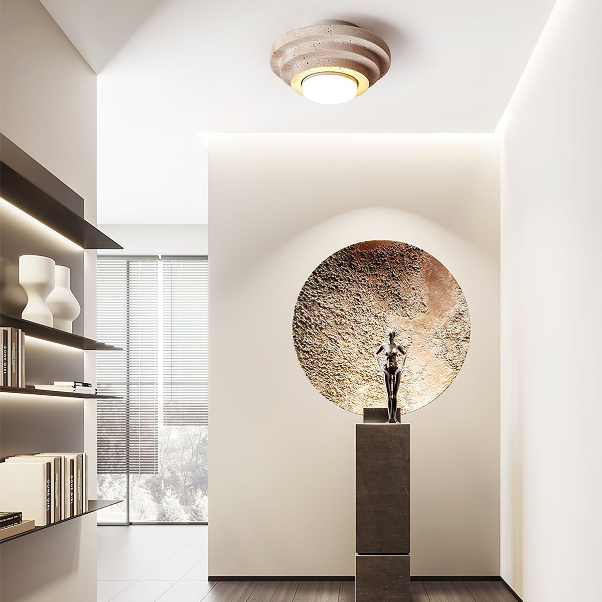 Zadoraris lampada da soffitto a strati in travertino