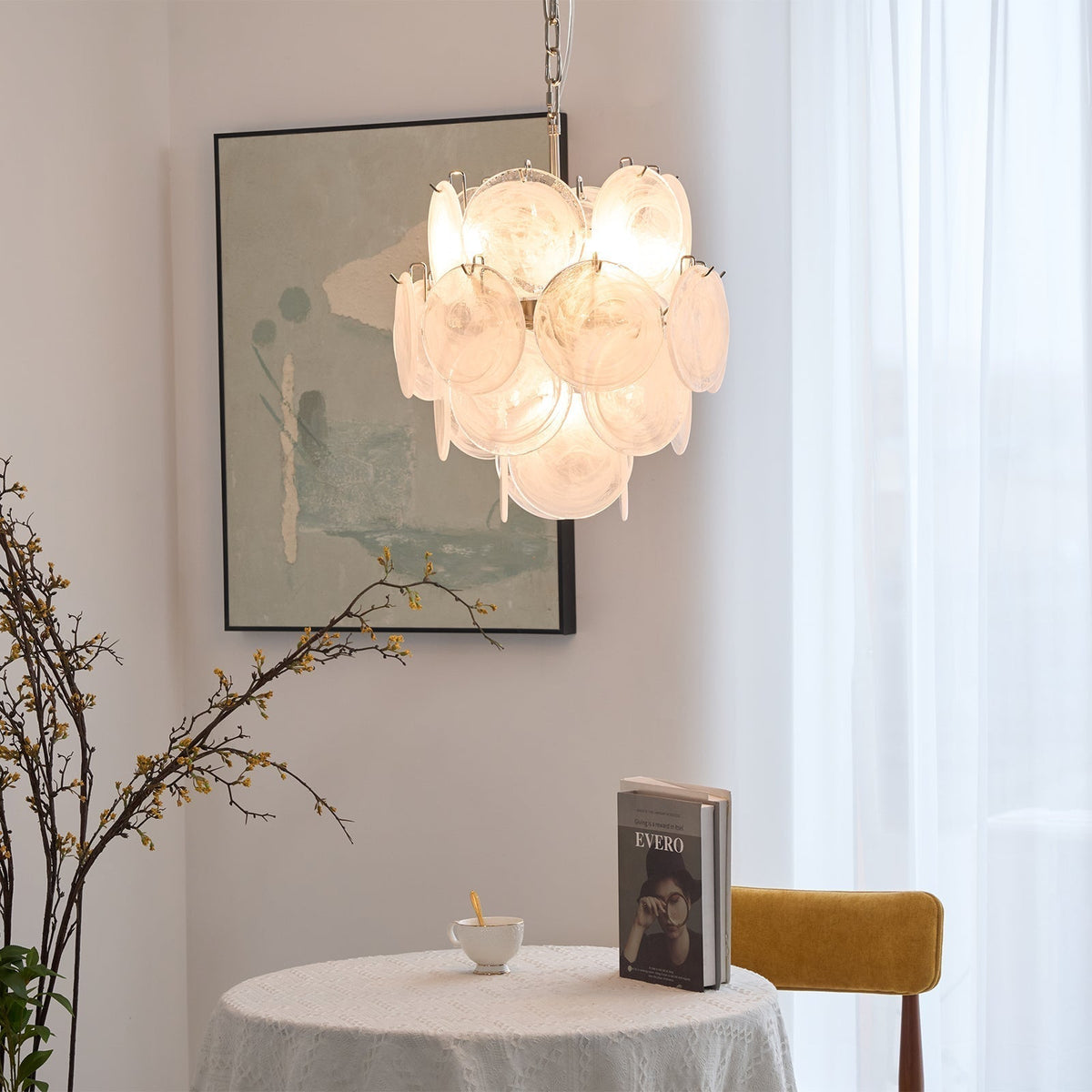Lioruora lampadario in vetro Murano Apricot a Dischi Stratificati Artistici