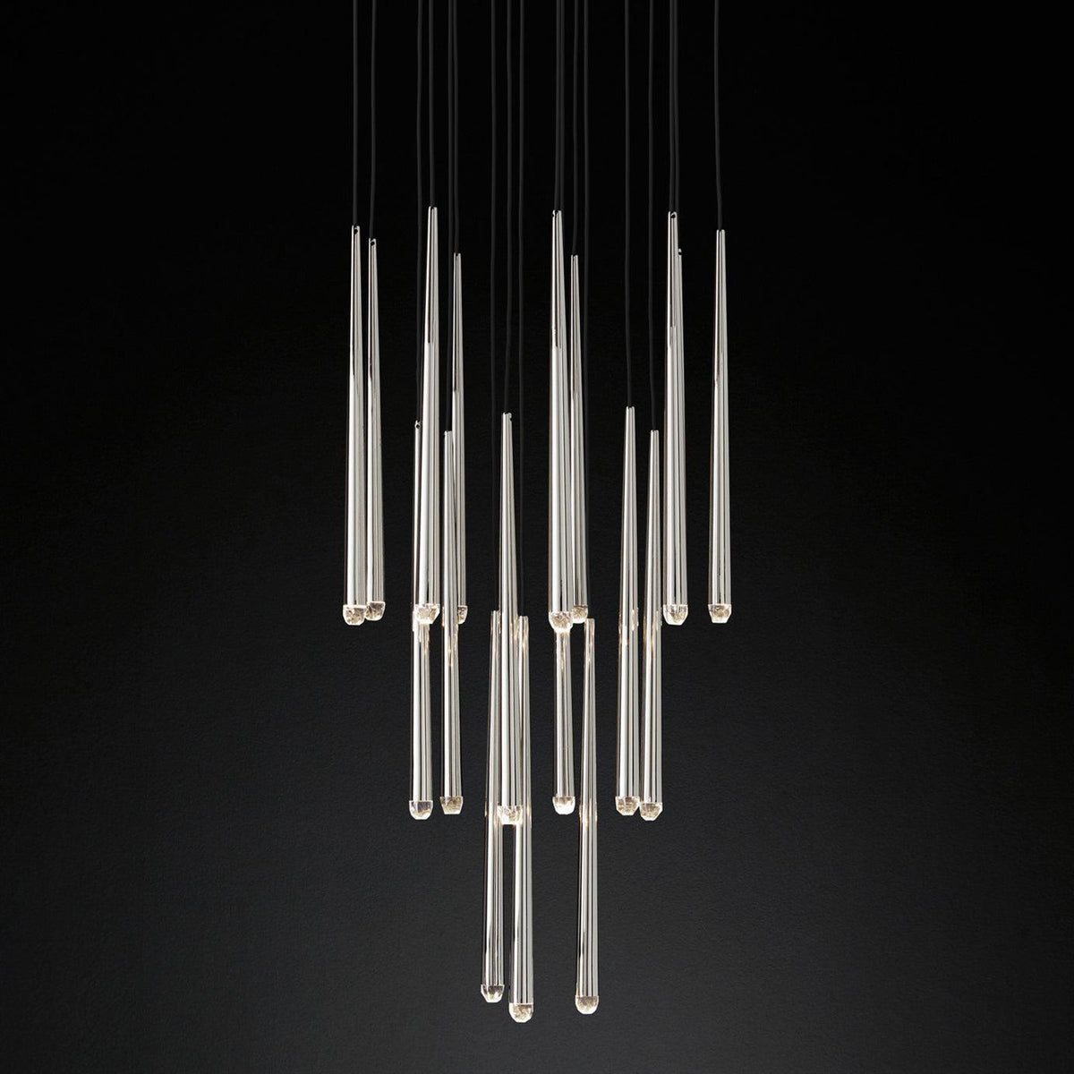 Larry lampadario Cristallo ottone Annerito Argento Scala