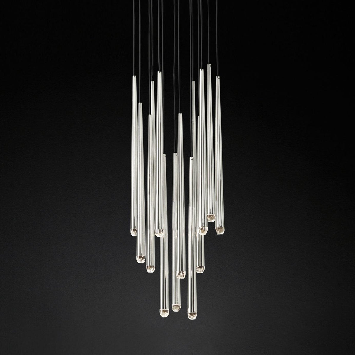 Larry lampadario Cristallo ottone Annerito Argento Scala