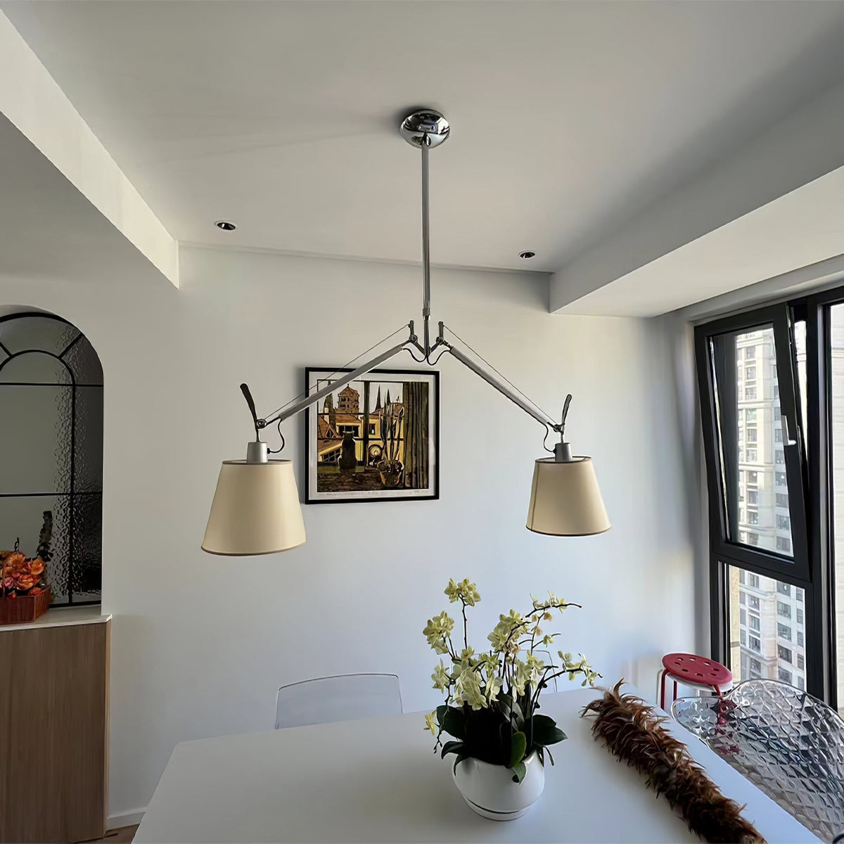 Evmirion lampada a sospensione con paralume in tessuto Premium Elegance